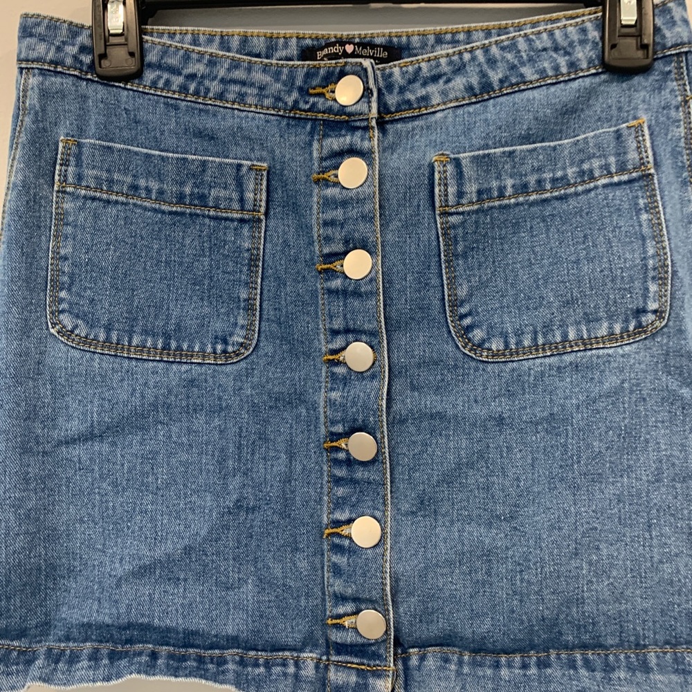 Brandy Melville button front short denim mini skirt - Picture 2 of 6